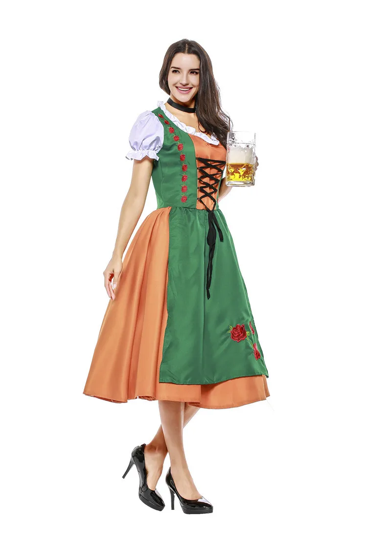 Bavarian костюм для Октоберфеста пары Женщины Мужчины пиво вечерние зеленые длинные платья Lederhosen Костюм Октоберфест