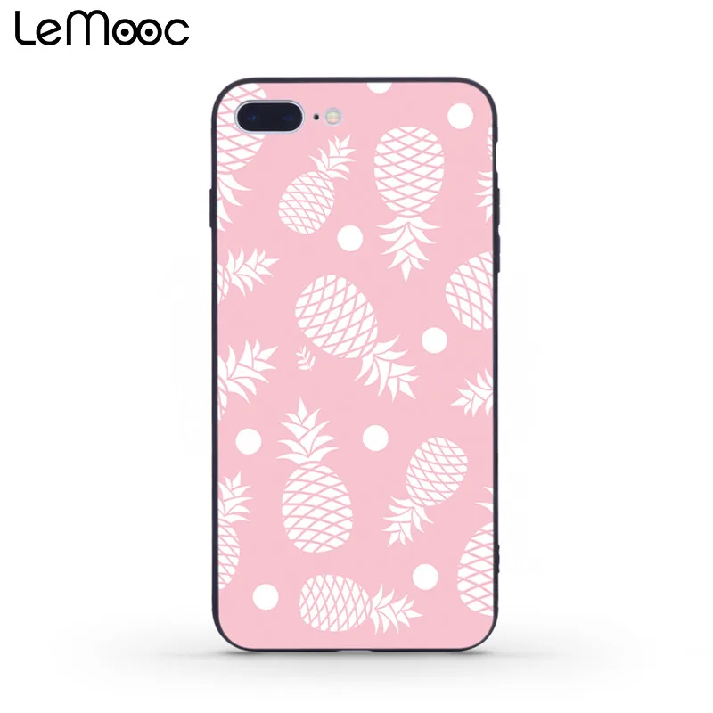 Lemooc Super Cute Phone Case for iPhone 7 8 Plus Soft TPU+PC Pink Color Pineapple Cases X |