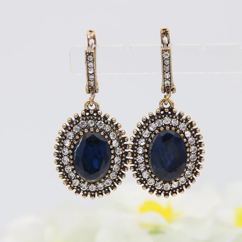 Vintage Flower Bridal Earrings Jewelry Turkish Gold Color Round Vintage Flower Bridal Earrings Jewelry Turkish Gold Color Round Earring Indian Swarovski Elements Women Resin Ethnic In Drop From
