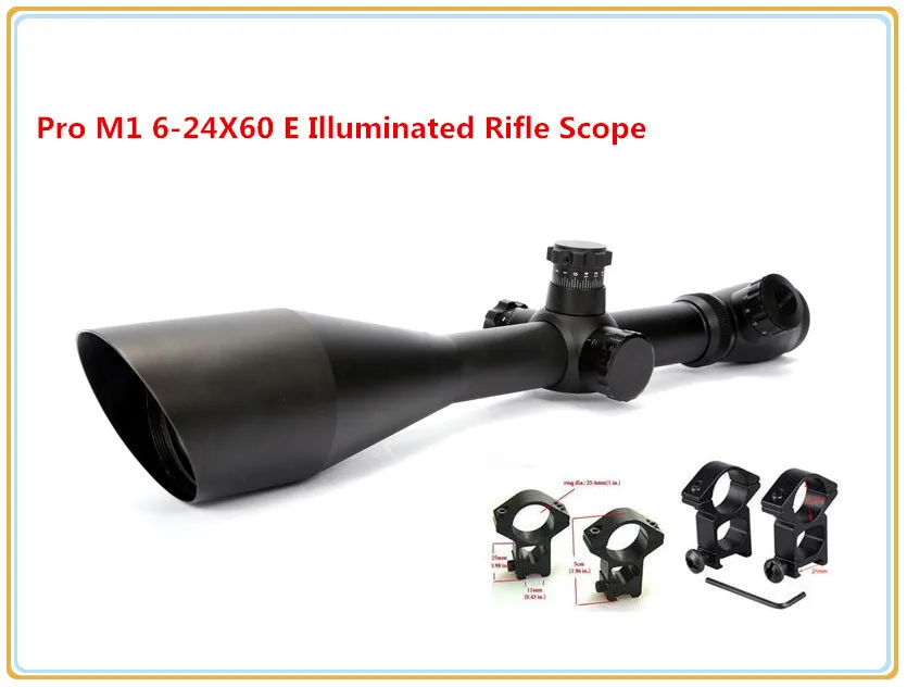 

1PC Pro M1 6-24X60 E Tactical Air Gun Rifle Scope Red Green Illuminated Sight Hunting Shooting Riflescope