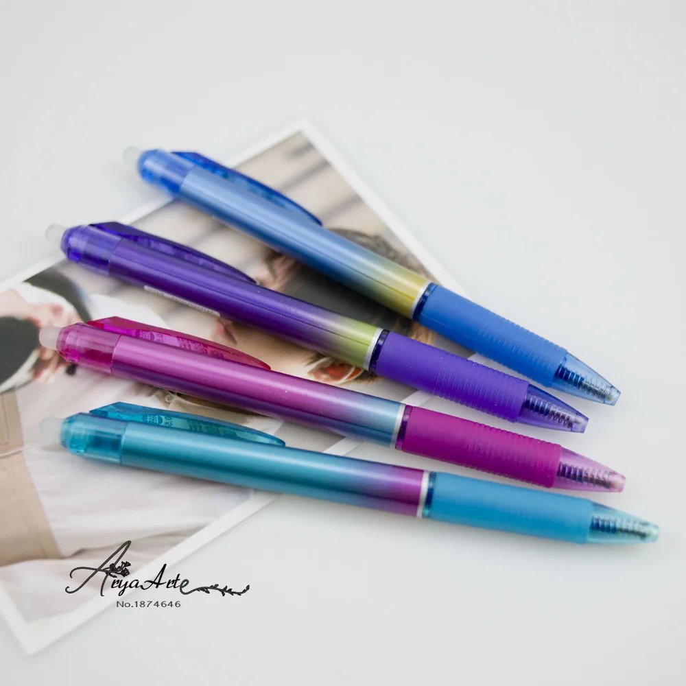 4 pcs Press Magic Pen Erasable Pen Blue Ink Office Supplies Student
