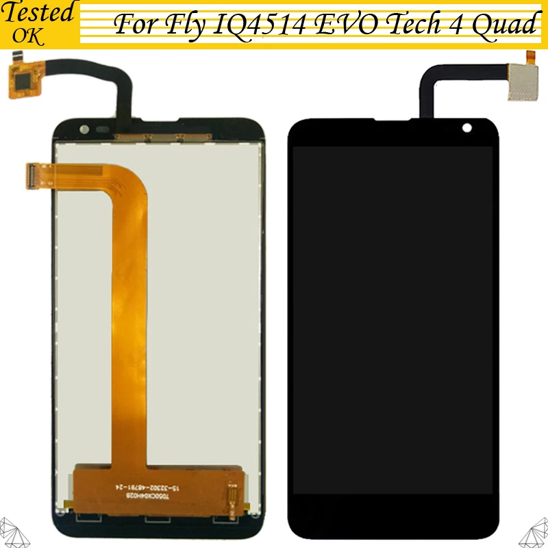 

100% Tested Working For Fly IQ4514 EVO Tech 4 Quad LCD Display For FLY IQ 4514 LCD Display With Touch Screen Dizitizer Assembly