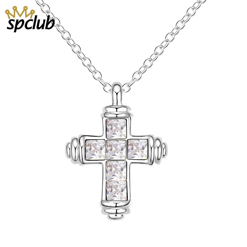 Новые оригинальные кристаллы от Swarovski крест ожерелье Иисус Дева Мария цепь кулон