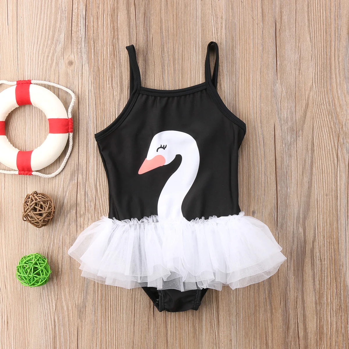 Цельный купальный костюм с лебедем для маленьких девочек одежда для купания с рисунком для малышей купальные костюмы купальный костюм из тюля