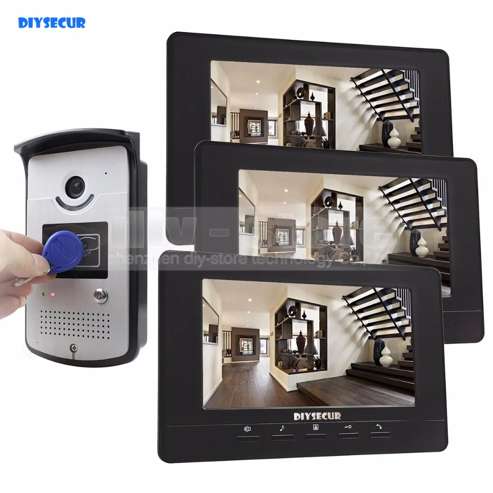 

DIYSECUR 7 inch Video Door Phone Doorbell Home Security Intercom System RFID LED Night Vision Camera RFID Reader