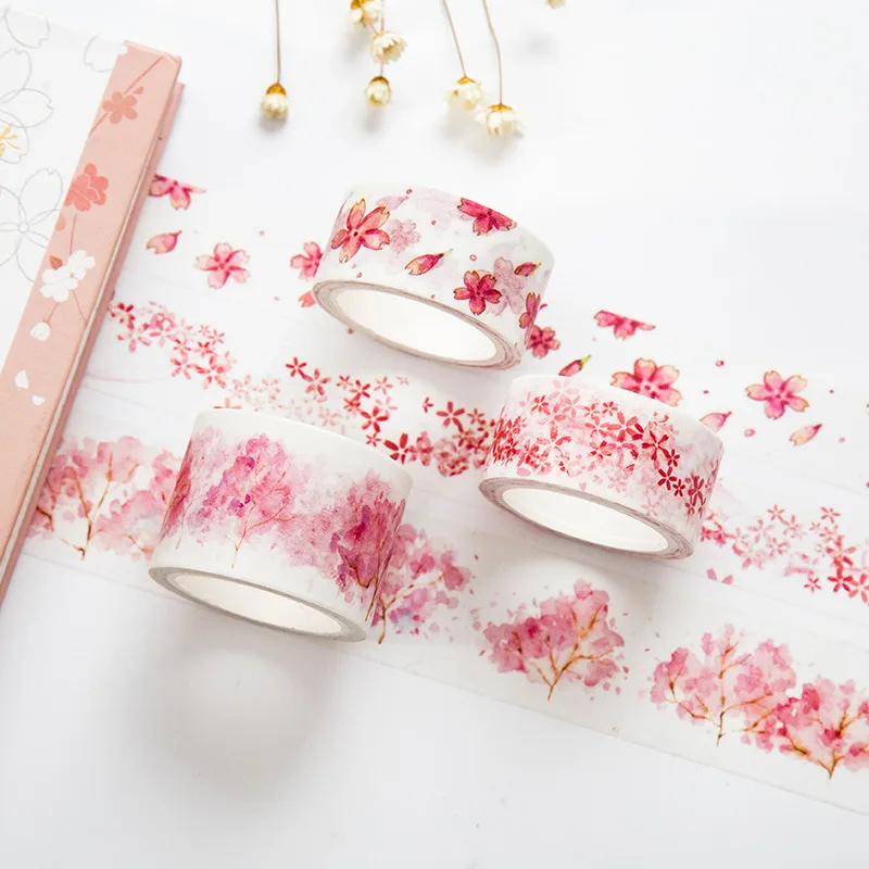 Розовый прекрасные милые акварель вишни бумаги васи декоративная лента Сделай Сам канцелярские принадлежности клейкая лента