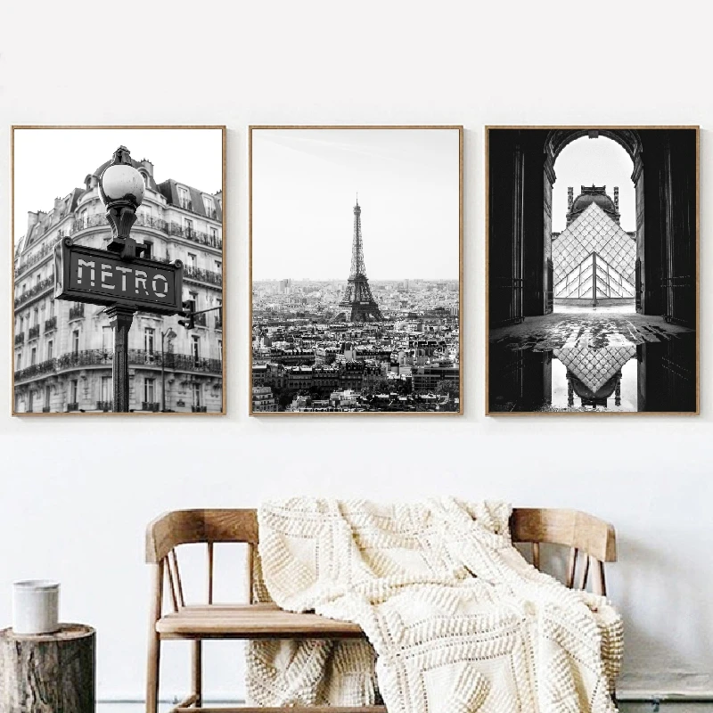 Paris Photography Prints Black and White Posters Eiffel Tower Home Wall Art Pictures Canvas Painting Paris Gallery Wall Decor