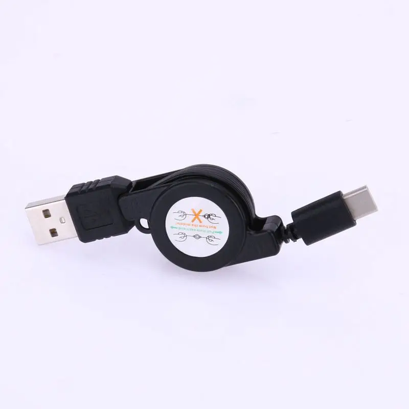 

USB Type C USB 3.1 Retractable Cable Charger Charging Type-C USB-C Cable Black