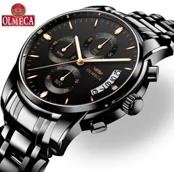 OLMECA для мужчин часы лучший бренд класса люкс Relogio Masculino водостойкие часы нержавеющая сталь Мода Полный наручные часы с календарем