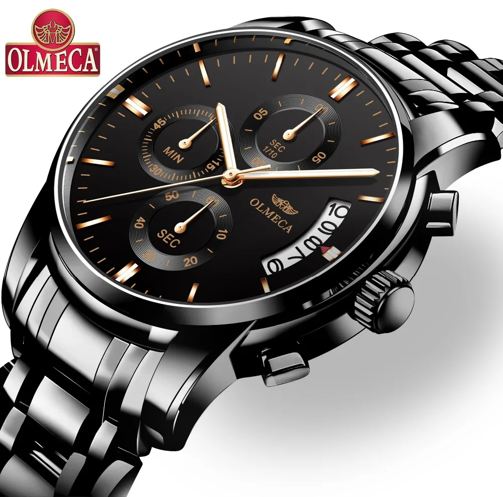 

OLMECA Men Watch Top Brand Luxury Relogio Masculino Waterproof Watches Stainless Steel Fashion Complete Calendar Wrist Watch