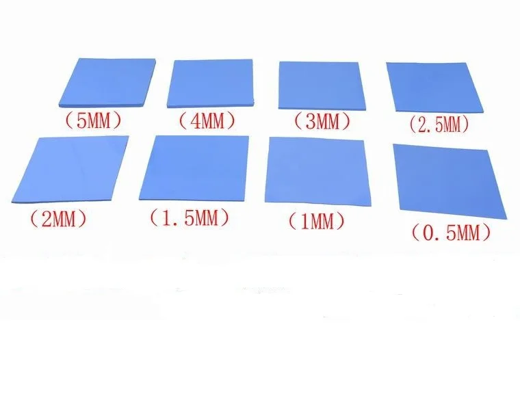 8 шт. IC карты радиатора охлаждающие колодки 100*100 мм 0,5 мм 1 мм 1,5 мм 2 мм 2,5 мм 3 мм 4 мм 5 мм комбинированная проводящая термическая силиконовая прокладка