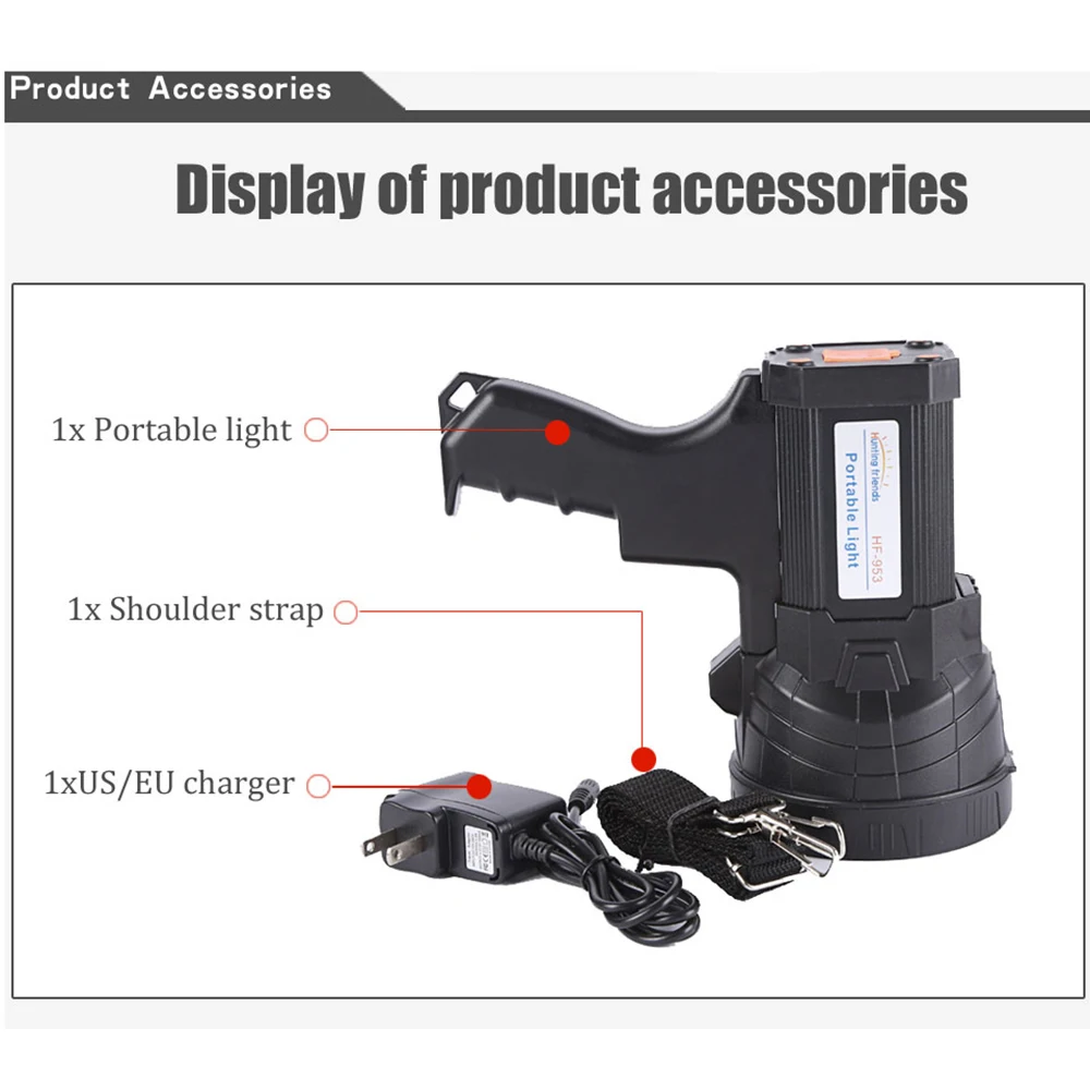  Superbright USB Gun Flashlight Rechargeable 18650 Battery Included 3 mode Tactiacl Spotlight with s - 32997944435