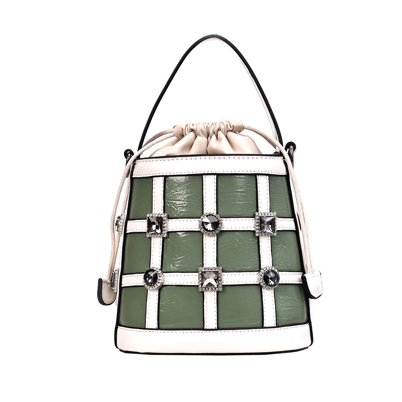 

New Tide Solid Color Hollow PU Material Small Fairy Bag Portable Bucket Bag Casual Wild Single Shoulder Bag Diagonal handbag #1