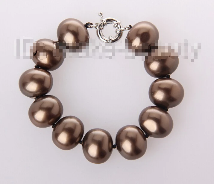 

Free shipping >>>>>>stunning big 19mm baroque coffee south sea shell pearl necklace h1699