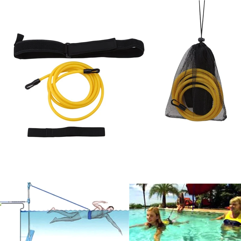 Регулируемый Плавание тренировка эспандер ремень для взрослых и детей Плавание ming банджи, который поможет избавиться от поводок сетчатый карман средство безопасности для бассейна аксессуары