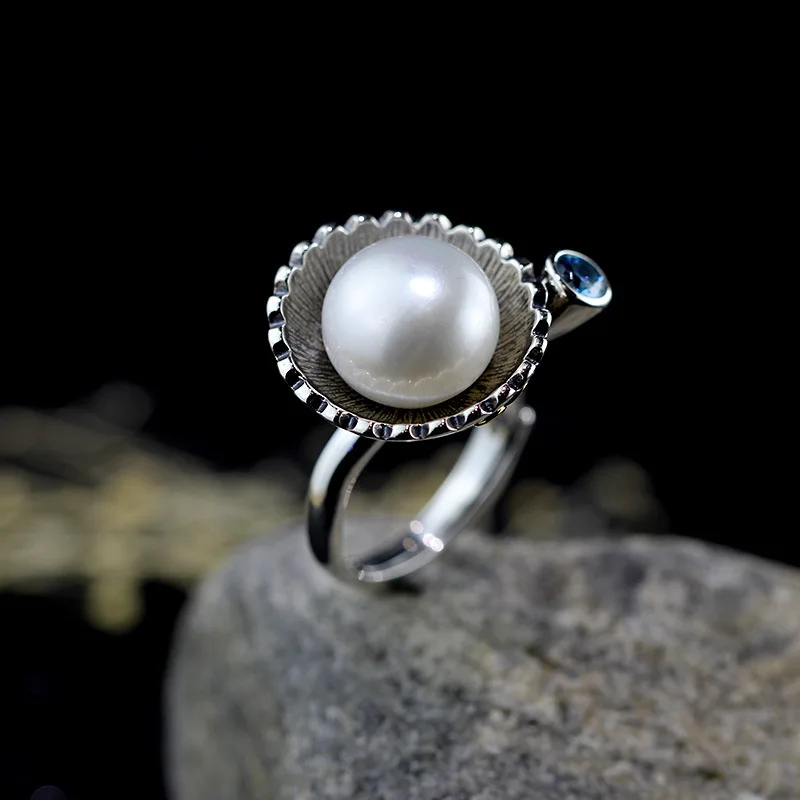 

Authentic 100% 925 Sterling Silver Natural Pearl Rings Compatible With European Fit Original Ring Jewelry