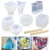 Creative DIY Clay Resin Mold Set Pendant Mould Geometric Pyramid Silicone Resin Ornaments Craft Making Tool Jewelry Soap Mold 1