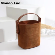 Зимняя женская мини сумка на плечо диагональная изящная корзина матовая кожаная мини-сумка