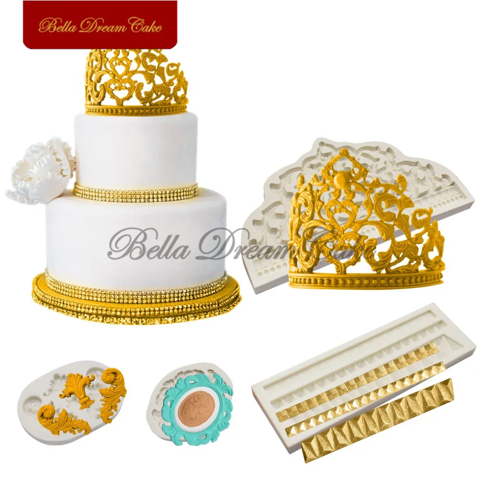 Crown Silicone Mold Cake Border Decoration Moulds Fondant Crown Silicone Mold Cake Border Decoration Moulds Fondant