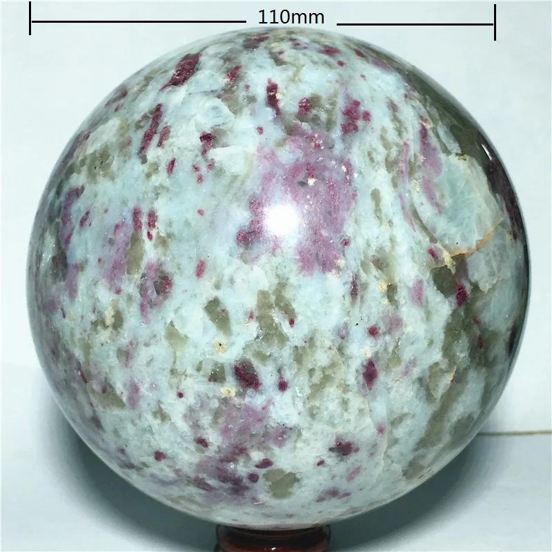 Шар нарвуал rubellite кварцевый хрустальный камень и ремесло рейки целебный декоративный шар