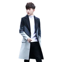 Зимнее мужское длинное пальто в стиле пэтчворк, модная деловая Повседневная Длинная Куртка, приталенный красивый,, удобный мужской Тренч, S-3XL