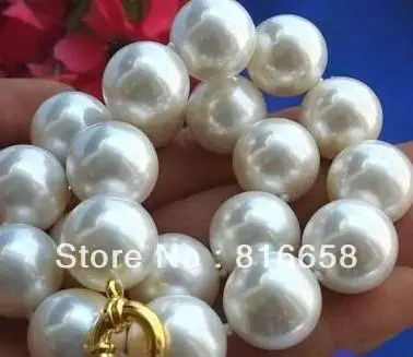 

Free shipping@@18 mm WHITE ROUND SOUTH SEA SHELL PEARL NECKLACE 20
