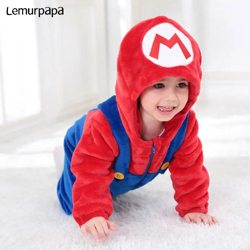 Костюм Mario Luigi для маленьких мальчиков и девочек милый мягкий комбинезон зимний