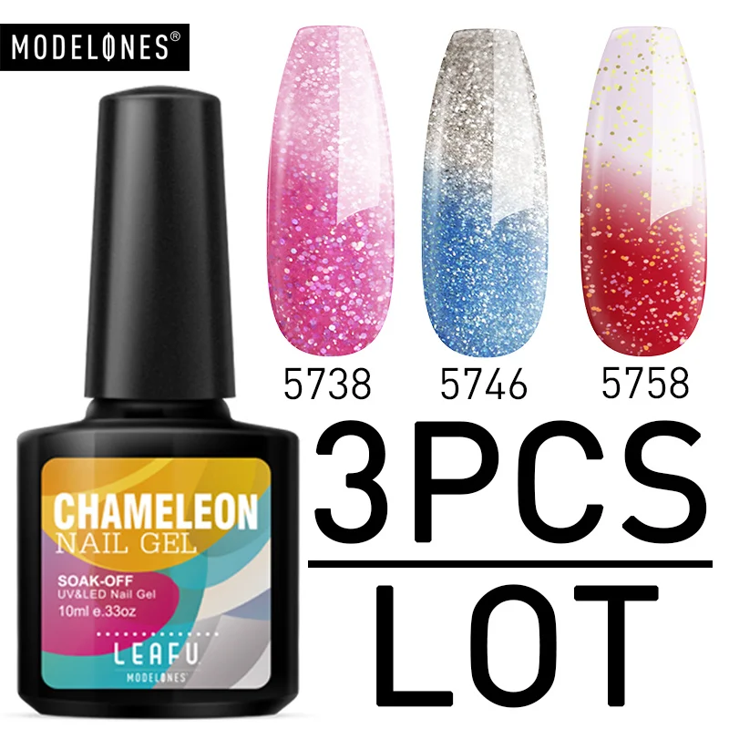 

Modelones 3Pcs/Lot Temperature Chameleon UV Gel Polish Hybrid Nail Varnish Kits Semi Permanent Led Lacquer Thermal UV Gel Set