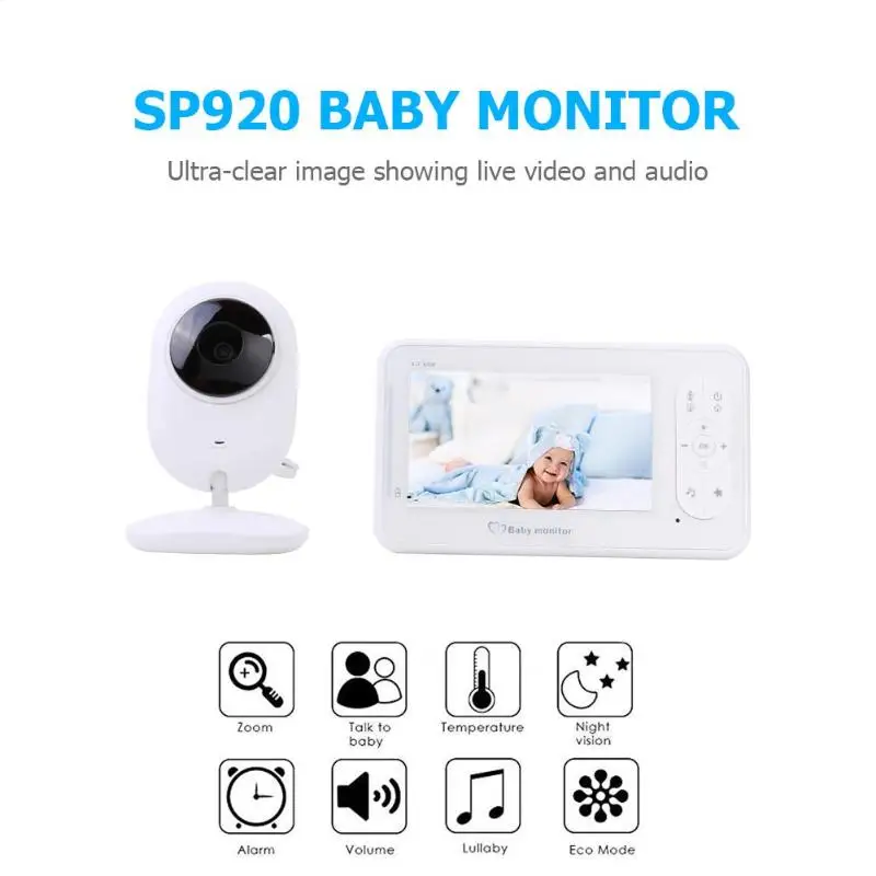 

SP920 4.3 inch Wireless Video Color Baby Monitor High Resolution Baby Nanny Security Camera Night Vision Temperature Monitoring