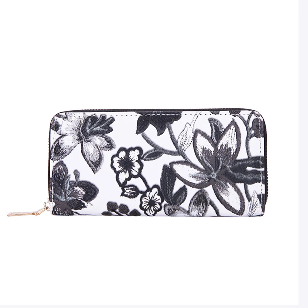 

Long Wallet Women Purses Casual Floral Printing Card Holder Billfold Purse Money Bag Embroidery Ethnic Style Lady Purses8L3
