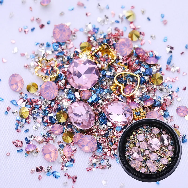 

1 Box Flat Back DNail Rhinestones Mix Sized Nail Studs Colorful 3D Nail Decoration AB Color Art in Box Nail Art Decoration