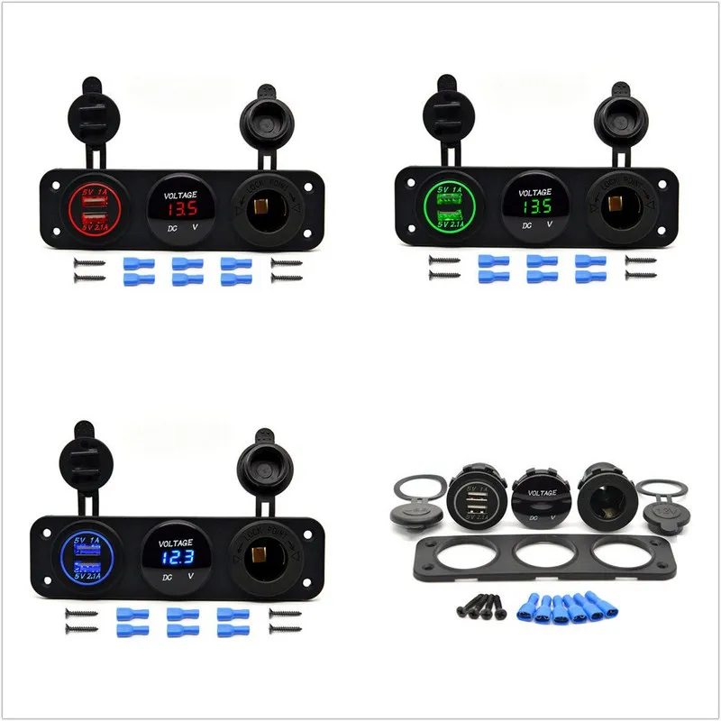 DC 12V 24V автомобильный прикуриватель двойной USB с вольтметром для телефона GPS