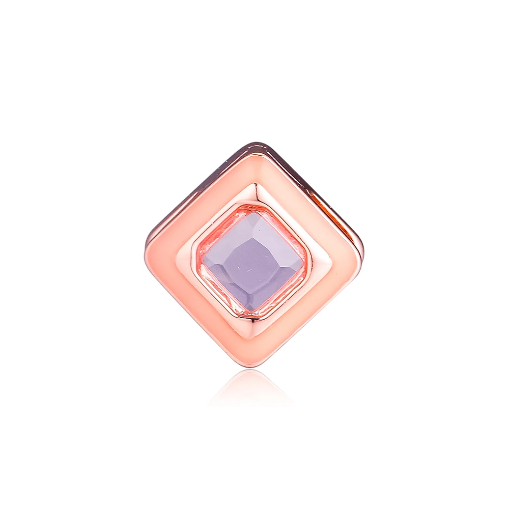 

Pandulaso Rose Reflexions SparklingPink Square Clip Charm Fit Original European Bracelets For Woman DIY Sterling Silver Jewelry