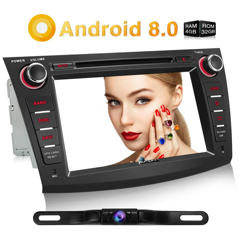 

Pumpkin 2 Din 8''Android 8.0 Car DVD Player GPS Navigation Bluetooth Car Stereo For Mazda 3 2009-2012 Wifi 4G OBD2 FM Rds Radio