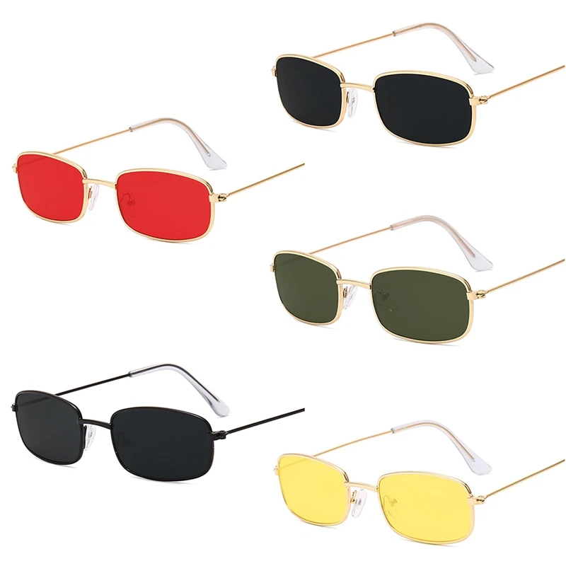 

Women Metal Sunglasses Men Retro Small Square Sun Glasses Female Yellow Pink Lens Glasses Small Frame Shades Eyeglass