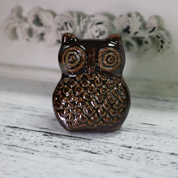 

5pcs Porcelain Knobs Owl Knob Brown Drawer Dresser Knob Kitchen Cabinet Pulls Handles Ceramic