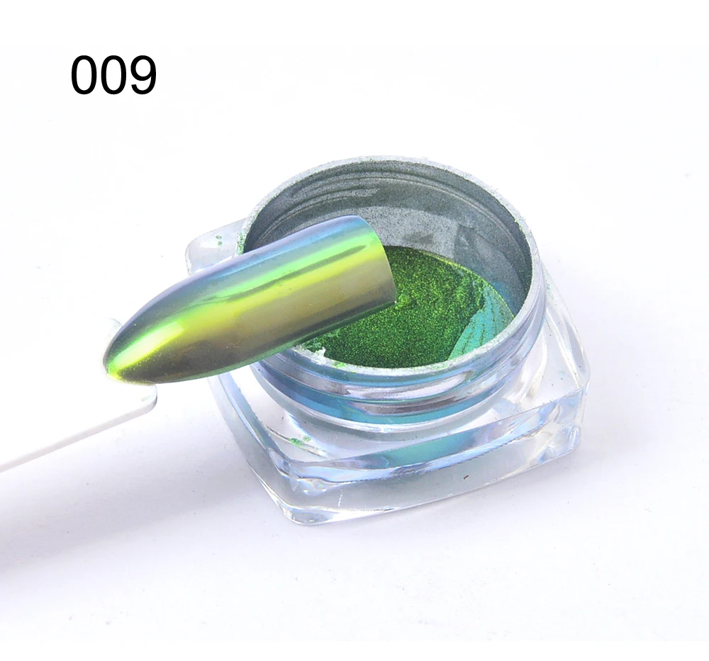 WUF 1 Box 0.3g Chameleon Mirror Nail Glitters Powder DIY Nail Chrome Pigment Dust Manicure Nail Art Decoration Tools