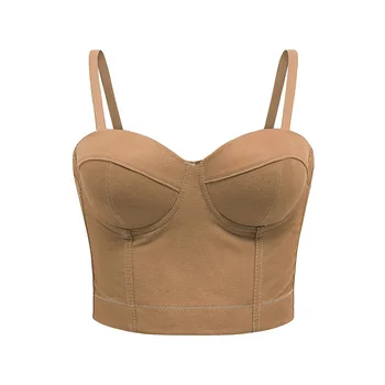 

Sexy Corset Bustier Corduroy Cropped Top Casual Vest Club Party Plus Size