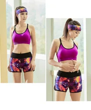 Yoga new fitness cycling jerseys three-piece suits summer Sports bras running shorts hot pants hair band