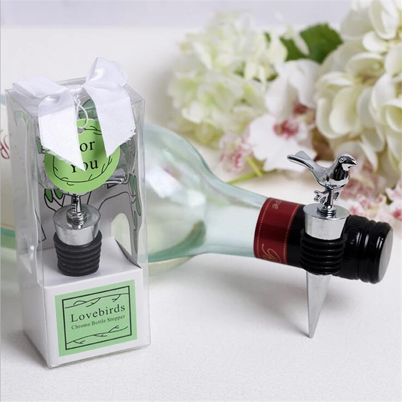 1Pcs Casamento Love Birds Bottle Stopper Wine Opener Wedding Favors And
