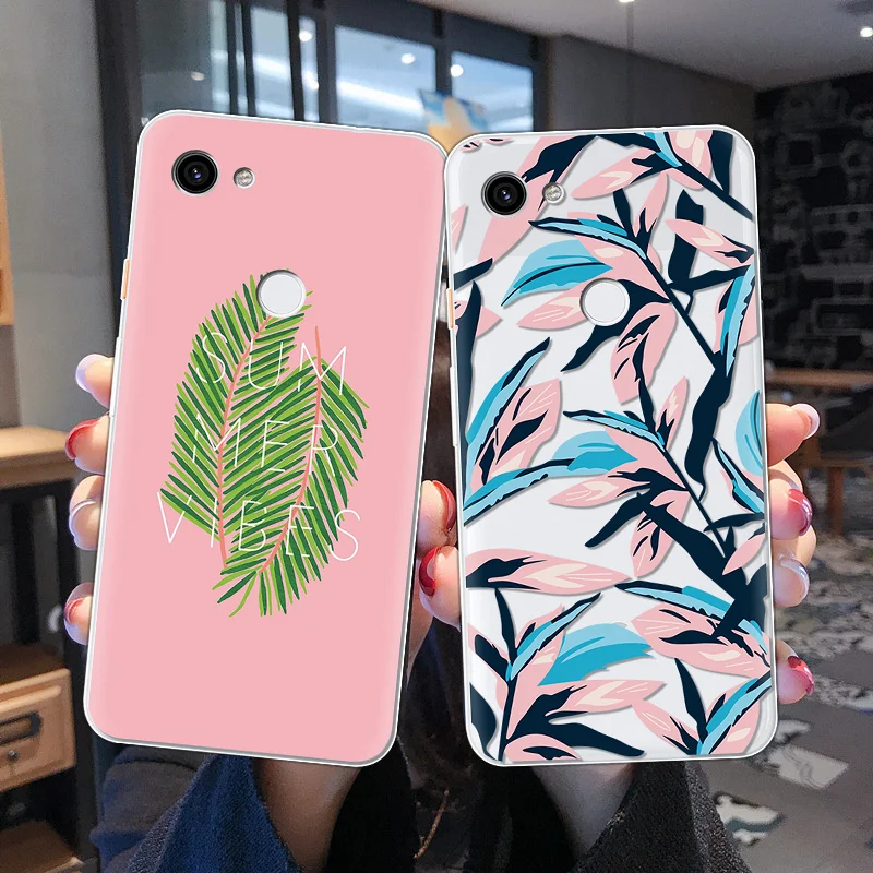 

Luxury Flower Leaves Phone Case For Google Pixel 2 3 XL Fundas Cover Ultra Thin TPU Coque For Google Pixel 3a XL Silicone Case