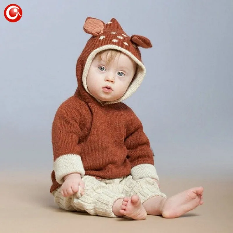 12M-4Y Baby Girls Christmas Deer Costume Cardigan Toddler Kids Boys Dot Animal Knitted Crochet Sweater Outwear Clothing 2016 (2)