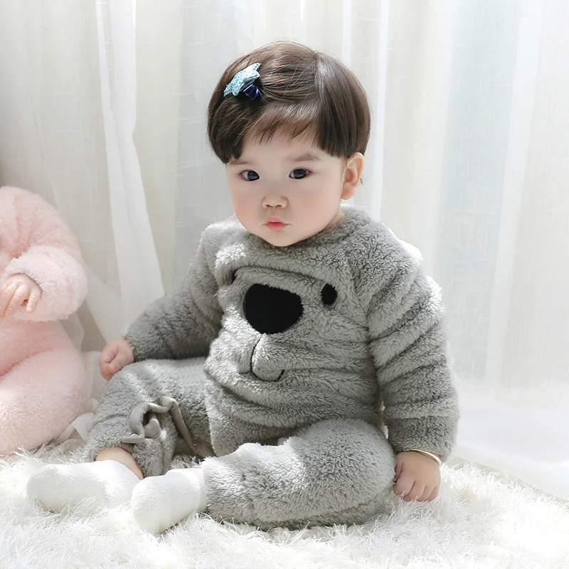 

Winter Fleece Baby Rompers Kawaii Bear Pattern Warm Soft Newborn Boy Girl Baby Pajamas Comfort Baby Romper Jumpsuit Clothes D15