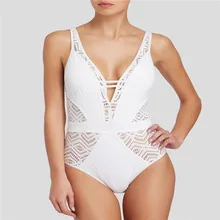 Bikini 2018 sexy women swimwear hot sale Conjoined hollow out pure color black white sexy swimwear