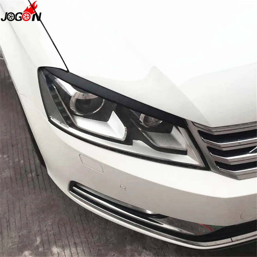 

Gloss Black Front Headlight Head Light Lamp Cover Eyelid Eyelids Eyebrow Trim Sticker For Volkswagen VW Passat B7 2010-2014