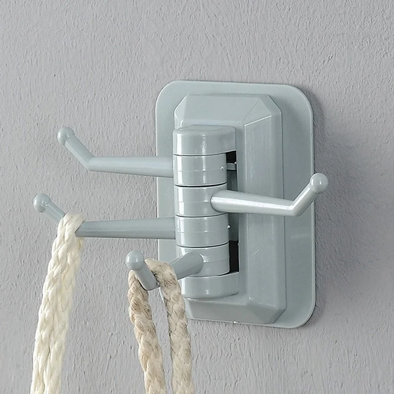 Storage Rack Wall Mounted Rack Towel Holder with Rotatable Hooks Bathroom Storage Organizer Creative Kitchen Supplies