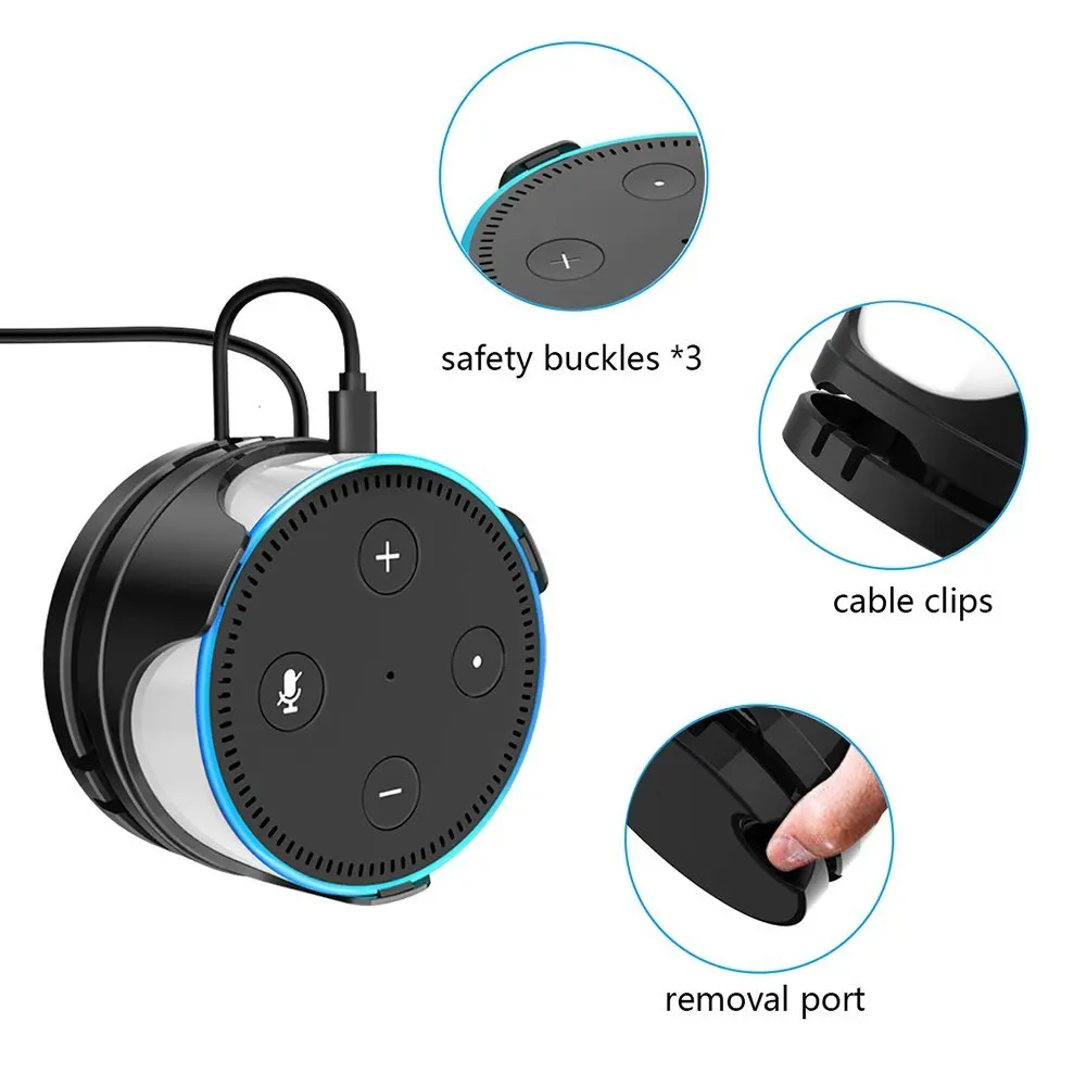 

Flexible Wall Mount Holder for Amazon Echo Dot 2nd Generation Affixes to Any Surface Either by a Reusable Sticky Adhesive Back