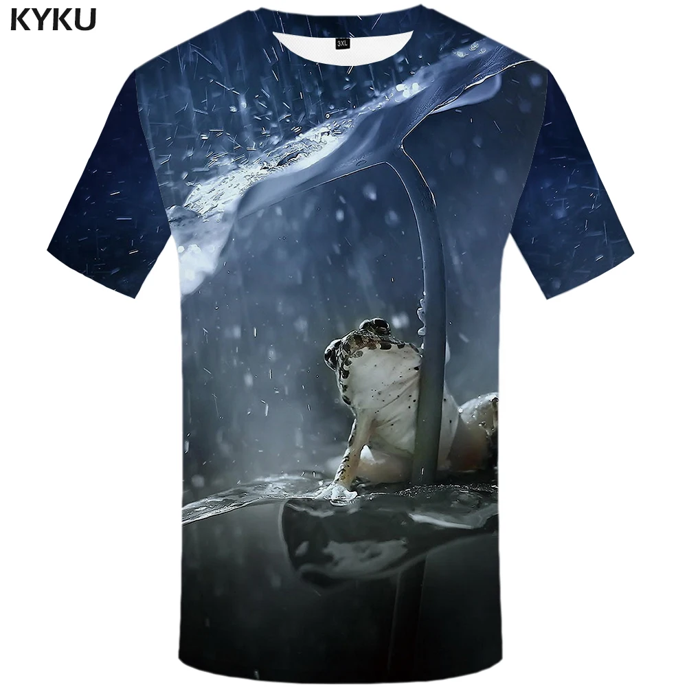 

Funny T shirts Frog T shirt Men Animal Shirt Print Leaf T-shirts 3d Water Anime Clothes Harajuku Tshirt Printed Mens Clothing