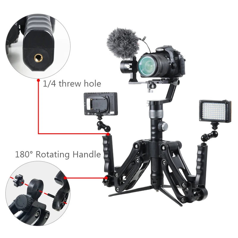 Steadymaker BOB Buster Gimbal Arm с пружинной двойной ручкой Steadicam Rig для Zhiyun Gimbal Crane 2 Plus Feiyu DJI RONIN S Moza