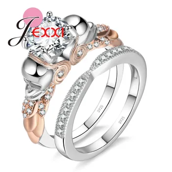

Mixed Color Couple Rings Zircon Crown Princess and Prince Couple Rings Silver 925 Sterling Jewelry Wholesale